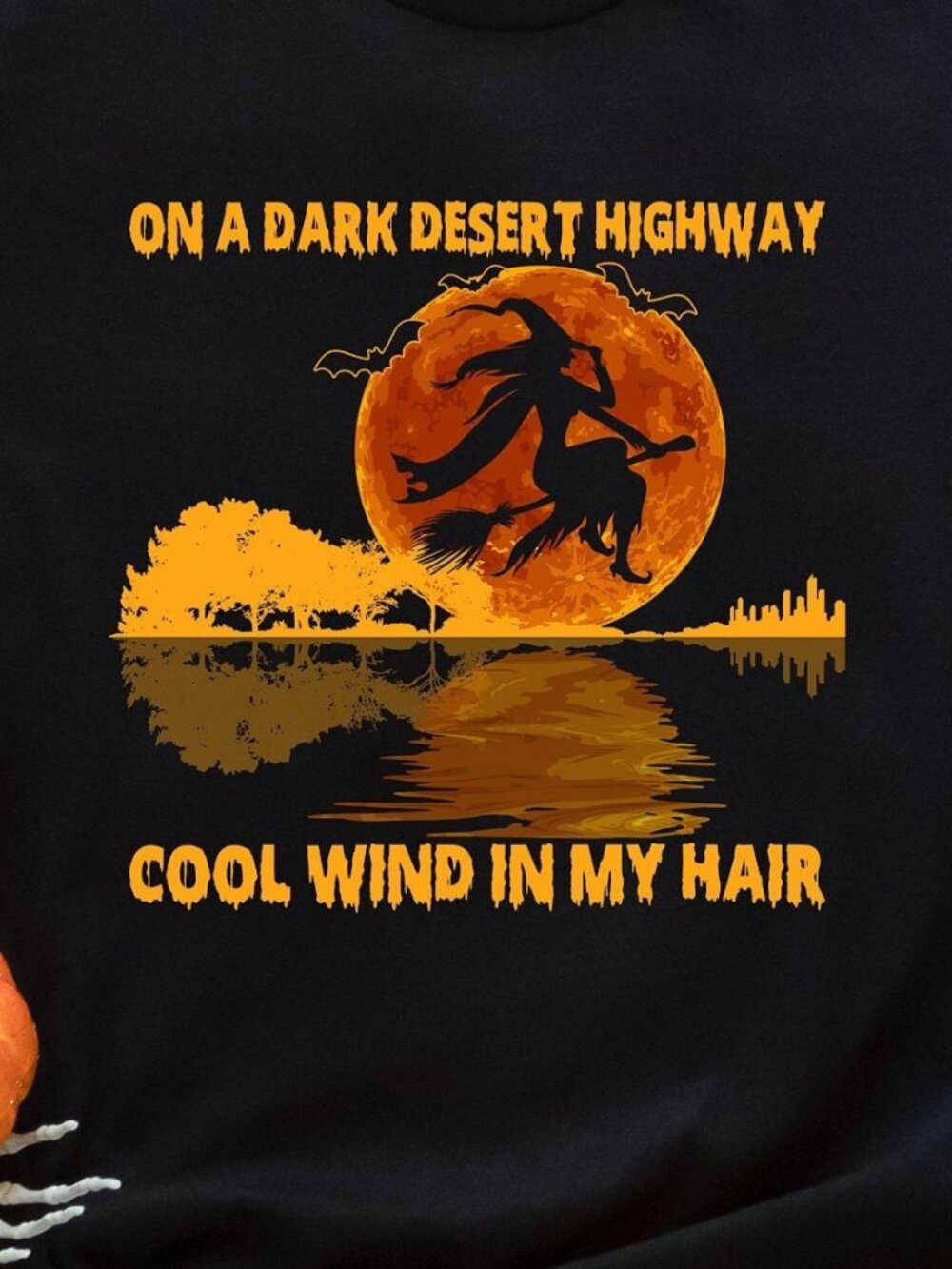 On A Dark Desert Highway Retro Shirt Halloween Trick-or-Treat Tee - Picture 2 of 5
